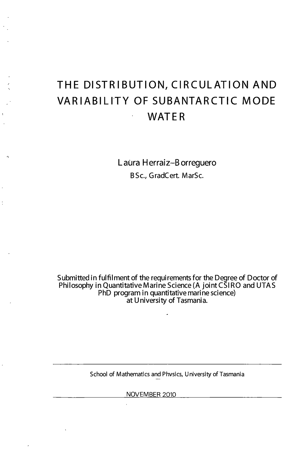 The Distribution, Circulation and Variability of Subantarctic Mode Water