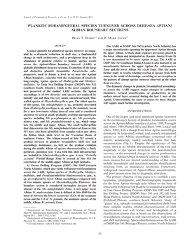 Planktic Foraminiferal Species Turnover Across Deep-Sea Aptian/ Albian Boundary Sections