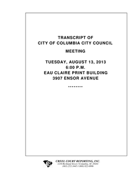 S:\City of Columbia City Council Meeting 8.13.13.Txt