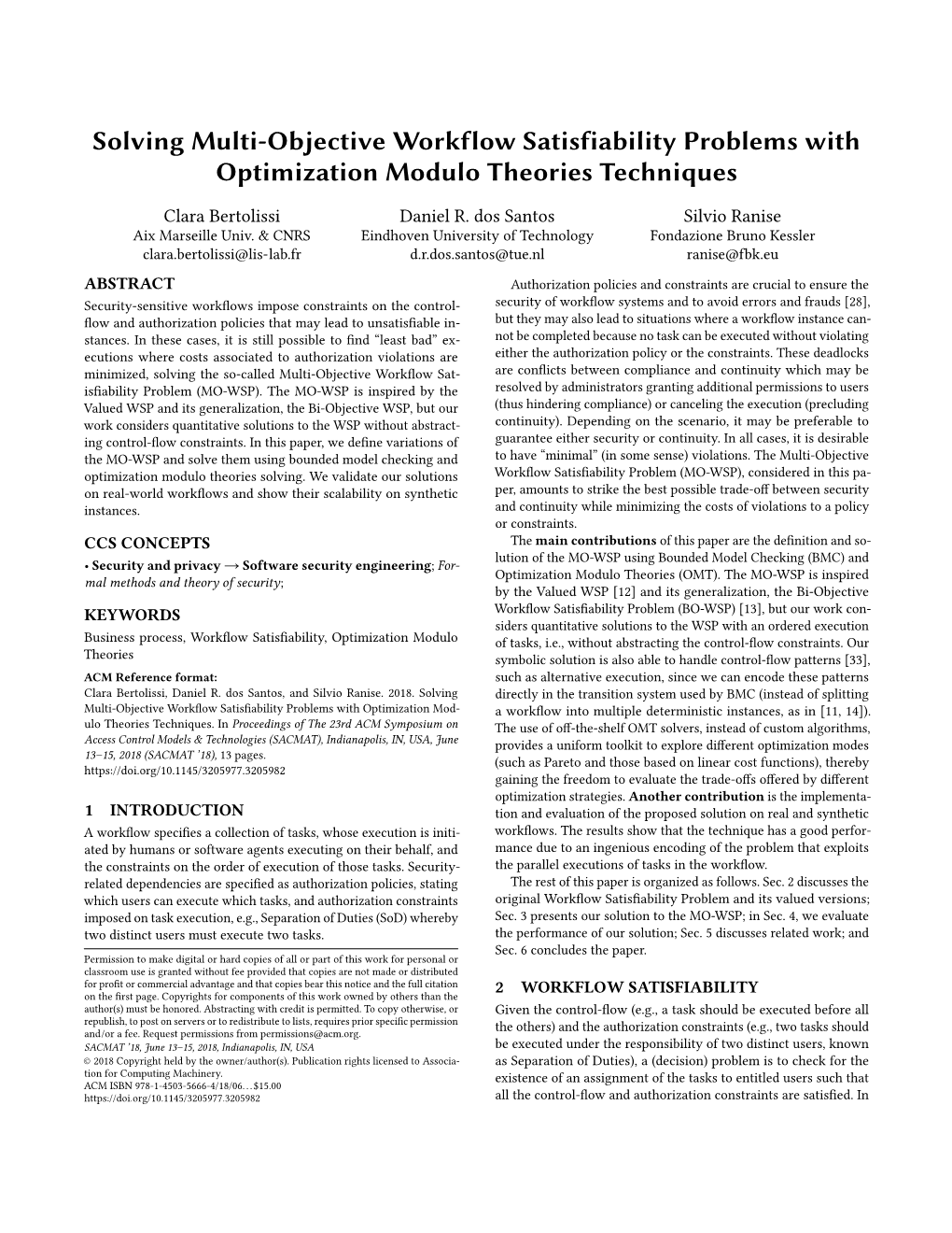 Solving Multi-Objective Workflow Satisfiability Problems with Optimization Modulo Theories Techniques