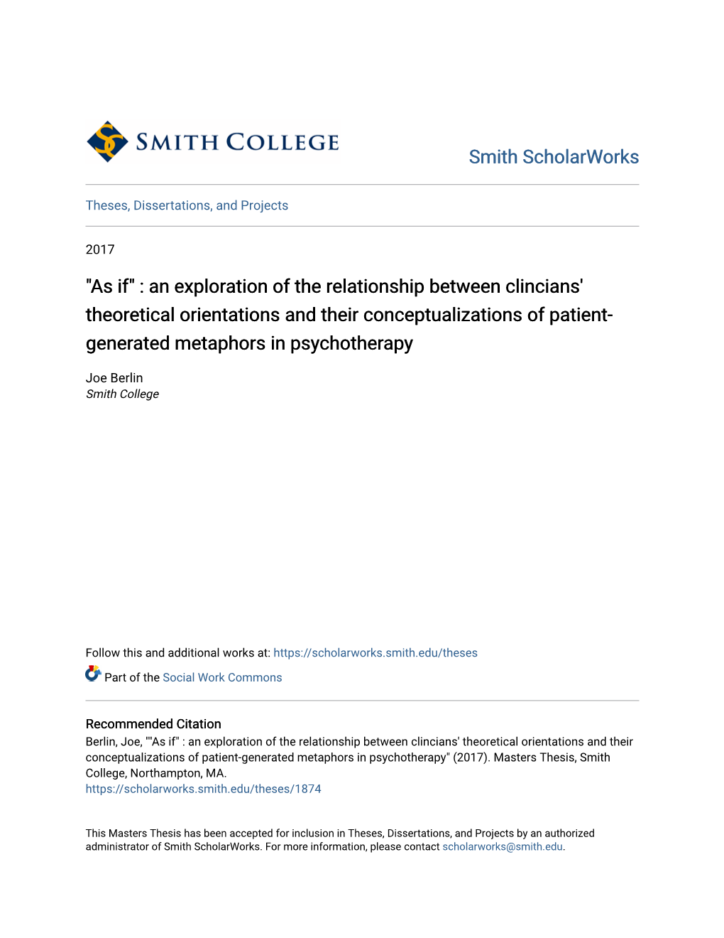 An Exploration of the Relationship Between Clincians' Theoretical Orientations and Their Conceptualizations of Patient- Generated Metaphors in Psychotherapy