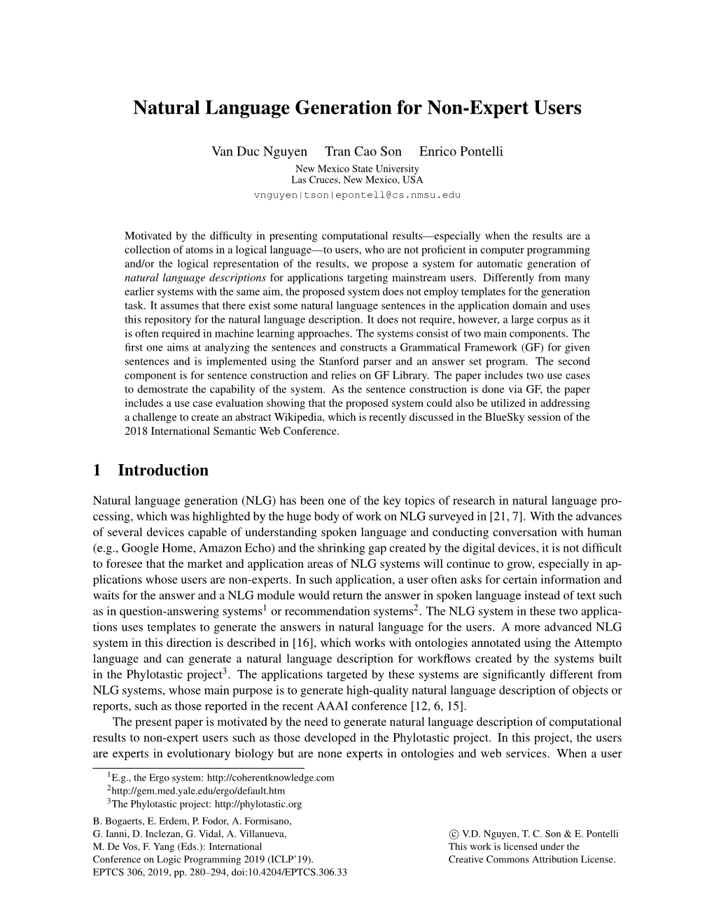 Natural Language Generation for Non-Expert Users