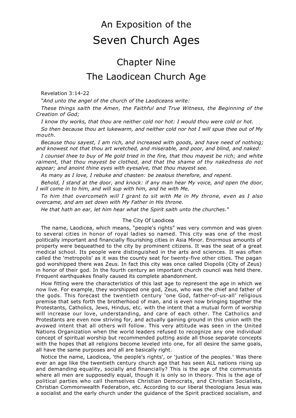 The Laodicean Church Age