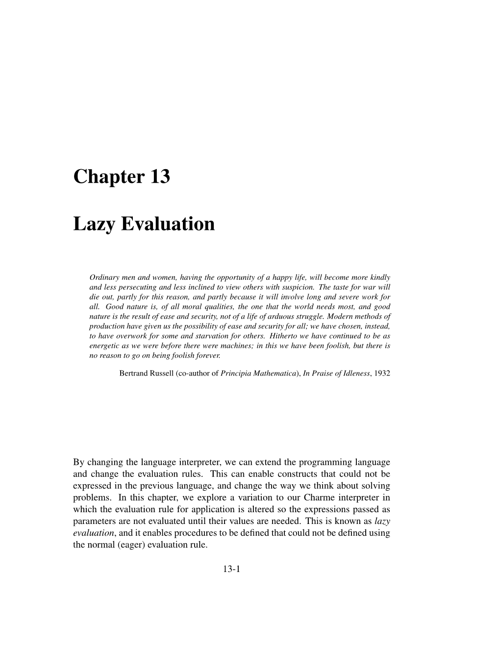 Chapter 13 Lazy Evaluation