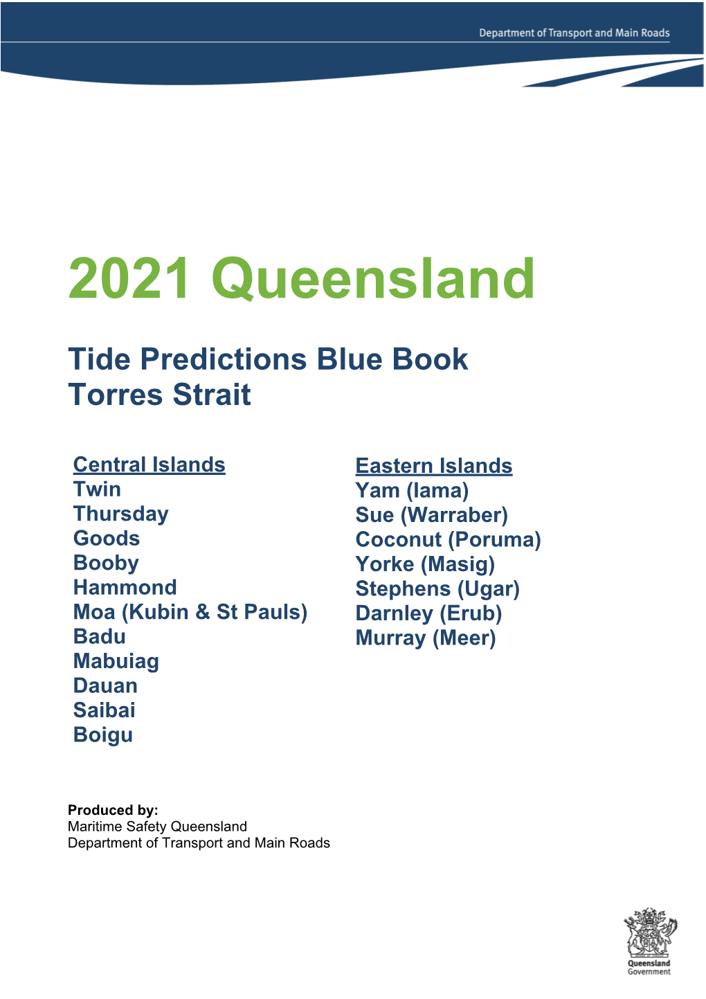 Tide Predictions Blue Book Torres Strait