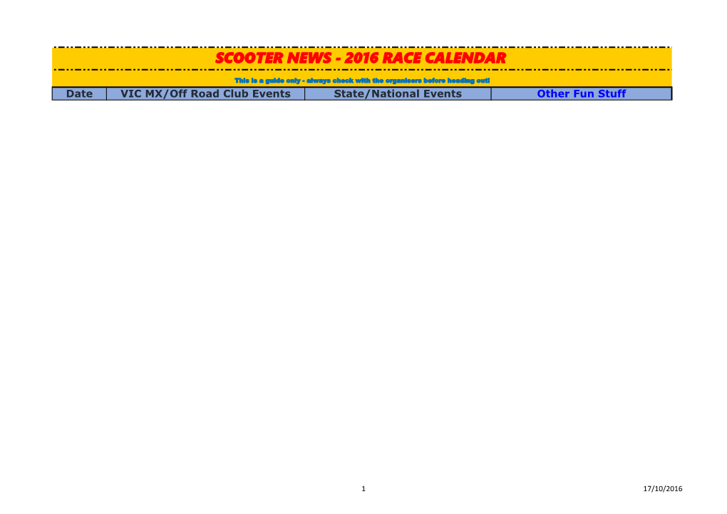 Scooter News - 2016 Race Calendar