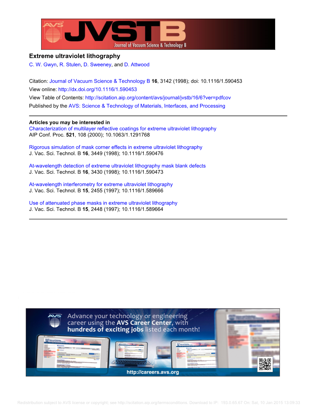 Extreme Ultraviolet Lithography C