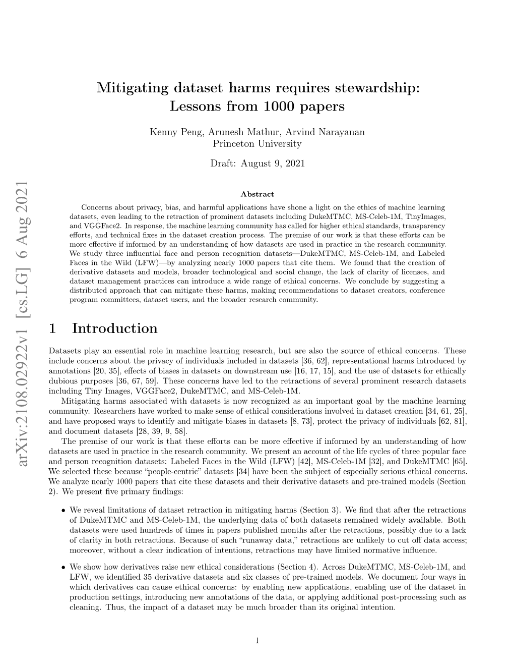 Mitigating Dataset Harms Requires Stewardship: Lessons from 1000 Papers