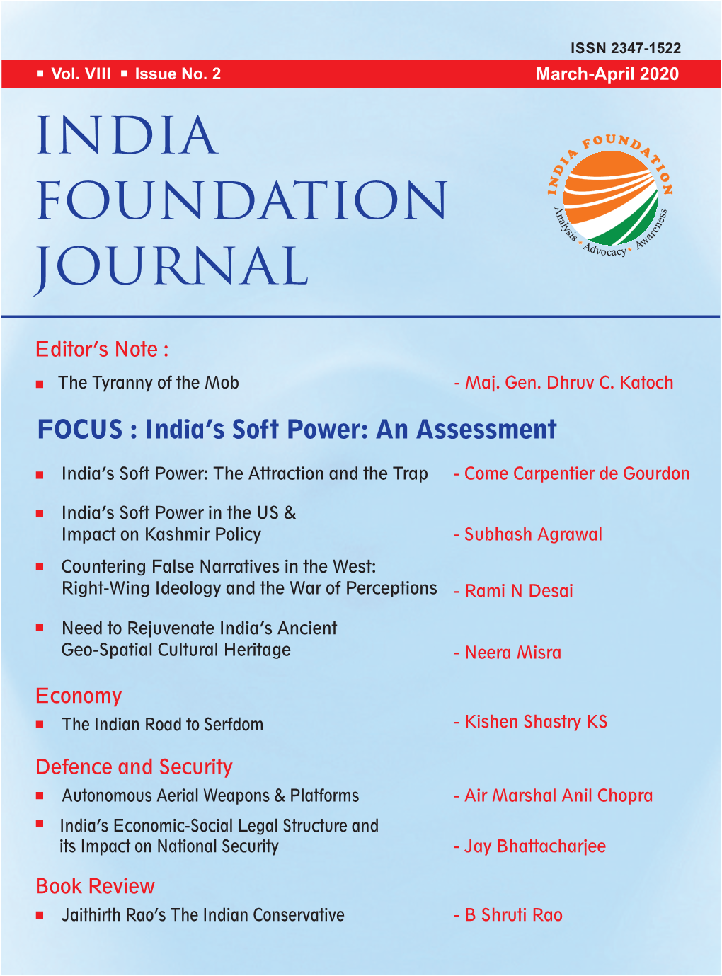 India Foundation Journal March April 2020