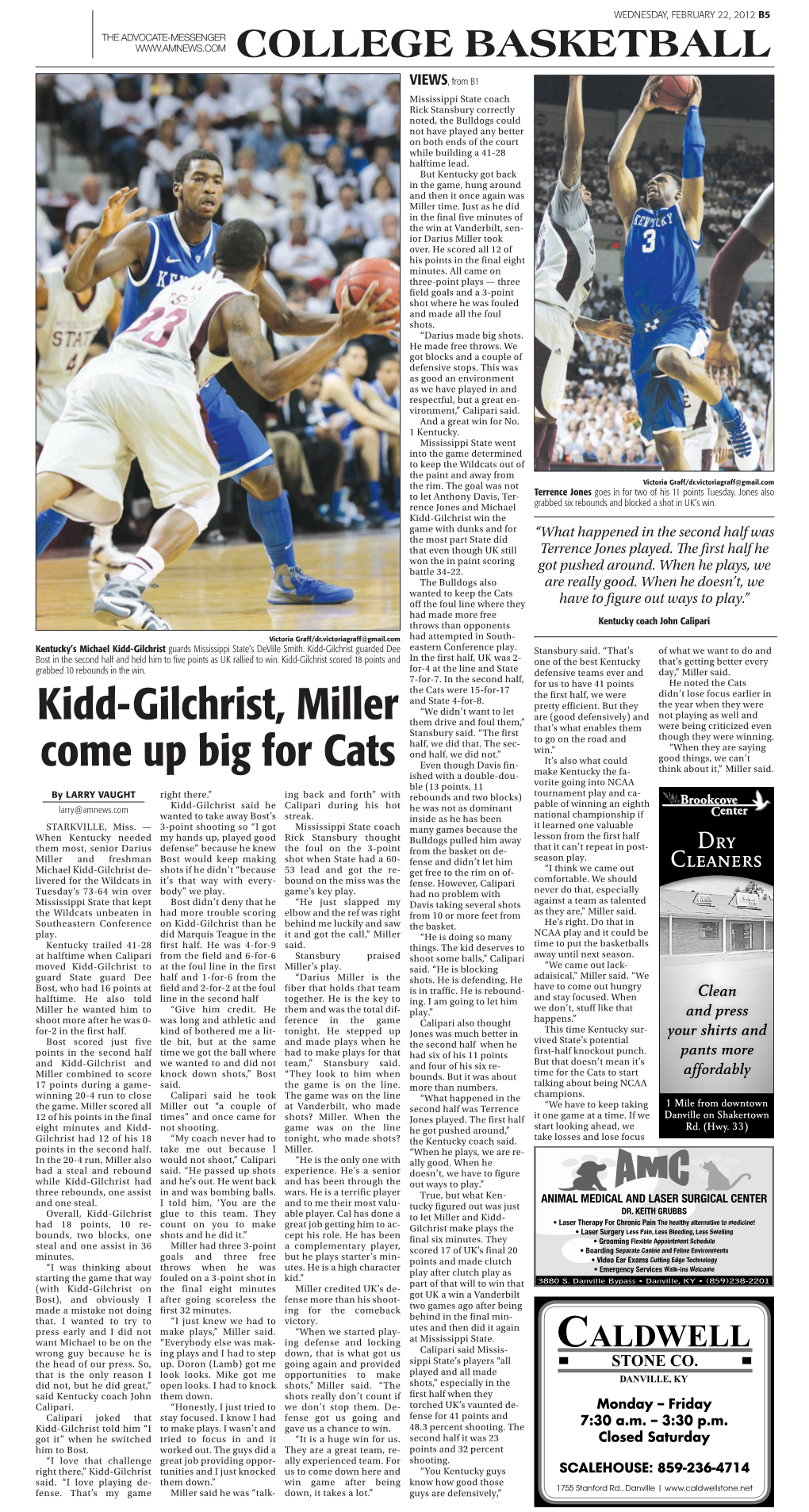 Kidd-Gilchrist, Miller Come up Big for Cats