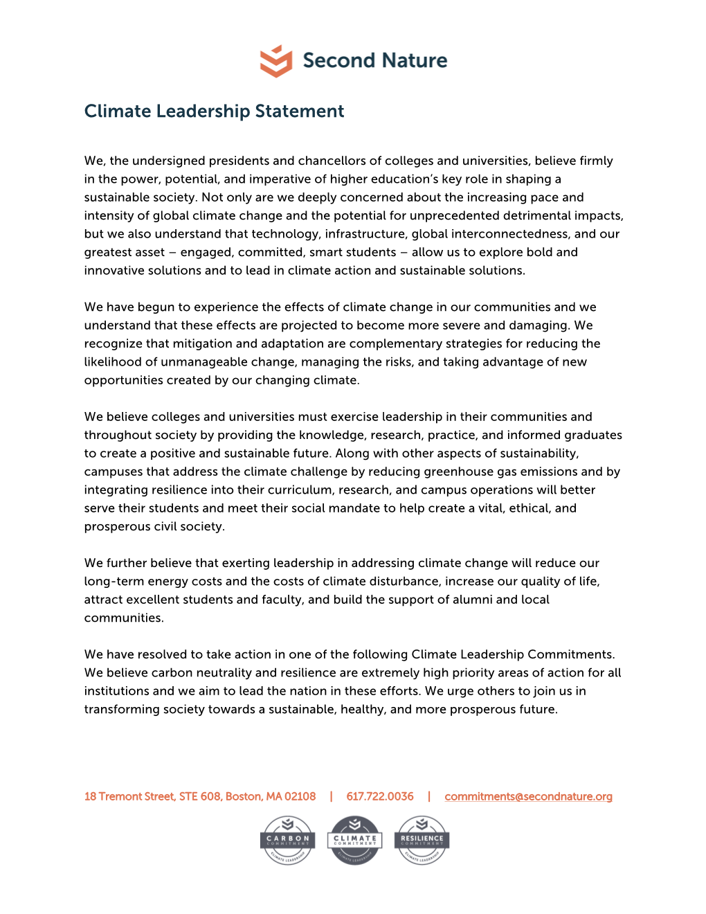 Climate Commitment: an Integrated Climate Commitment Including Carbon Neutrality and Resilience