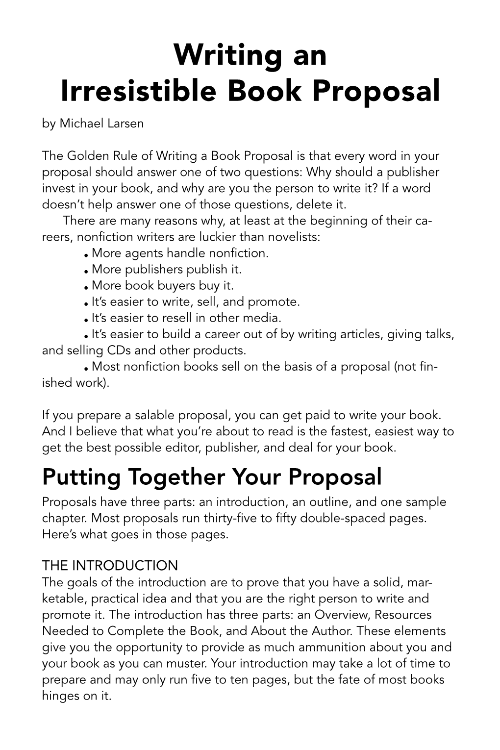 Writing an Irresistible Book Proposal by Michael Larsen