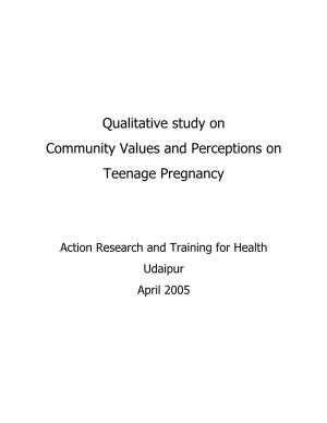 Qualitative Study on Community Values and Perceptions of Teenage Pregnancy, 2005