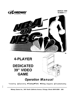 NBA on NBC 4 Player Dedicated 39 Video Game Manual
