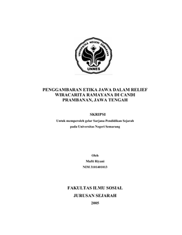 Penggambaran Etika Jawa Dalam Relief Wiracarita Ramayana Di Candi Prambanan, Jawa Tengah