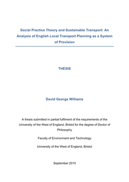 Social Practice Theory and Sustainable Transport: an Analysis of English Local Transport Planning As a System of Provision