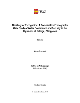 A Comparative Ethnographic Case Study of Water Governance and Security in the Highlands of Kalinga, Philippines