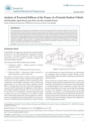 Analysis of Torsional Stiffness of the Frame of a Formula Student Vehicle