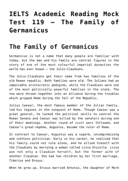 IELTS Academic Reading Mock Test 119 – the Family of Germanicus