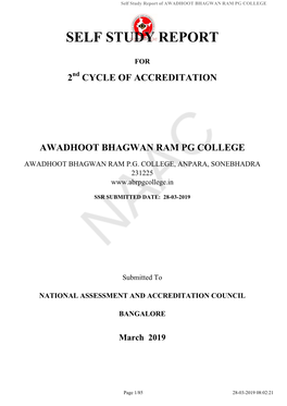 Self Study Report of AWADHOOT BHAGWAN RAM PG COLLEGE