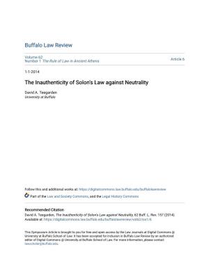 The Inauthenticity of Solon's Law Against Neutrality