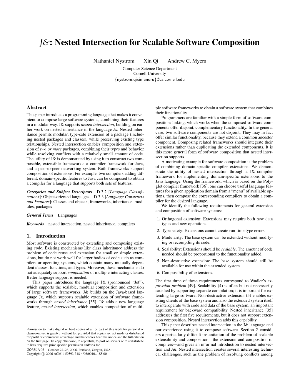 J&: Nested Intersection for Scalable Software Composition