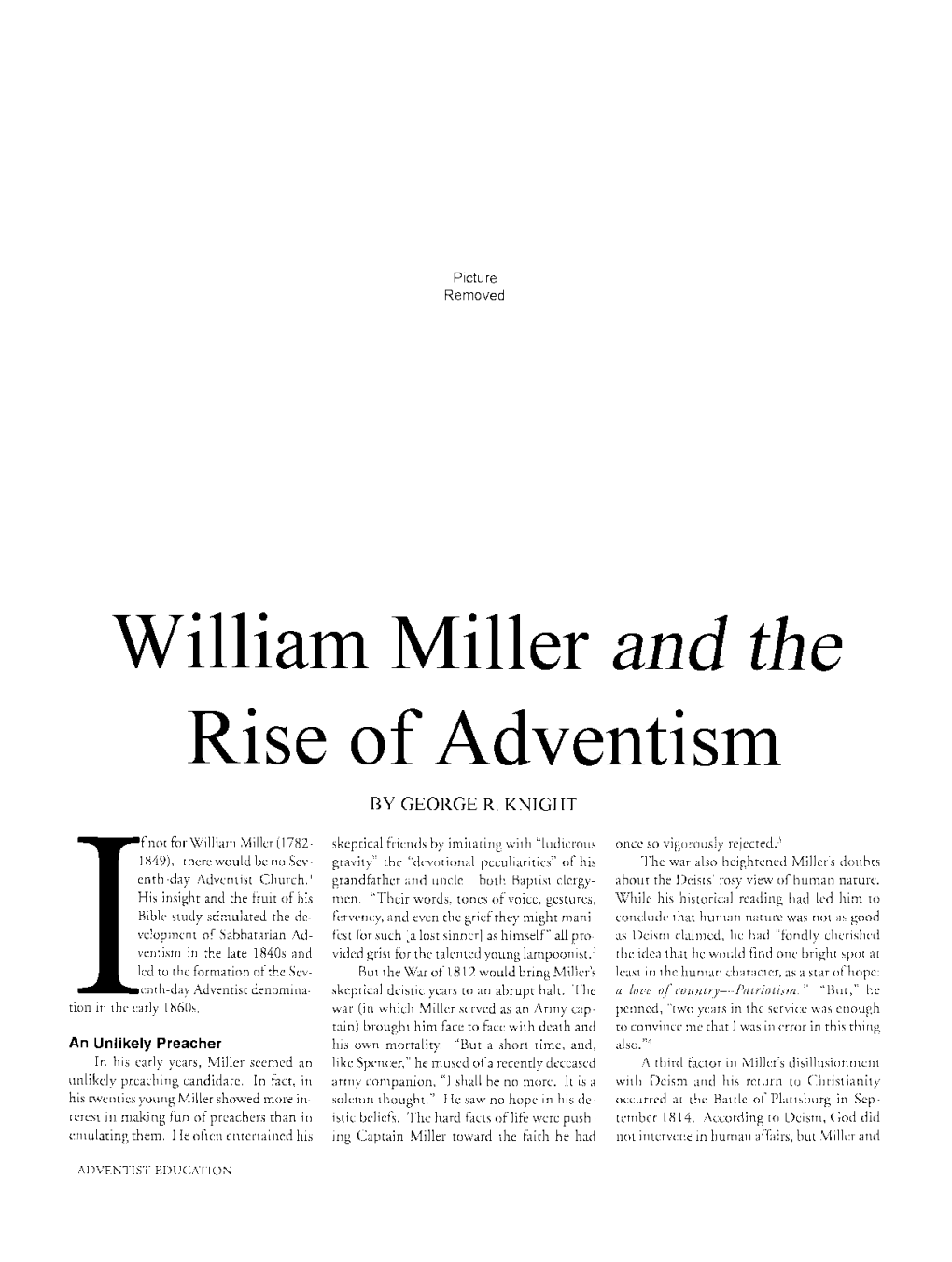 William Miller and the Rise Ofadventism by GEORGE R