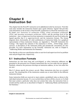 Chapter 8 Instruction Set