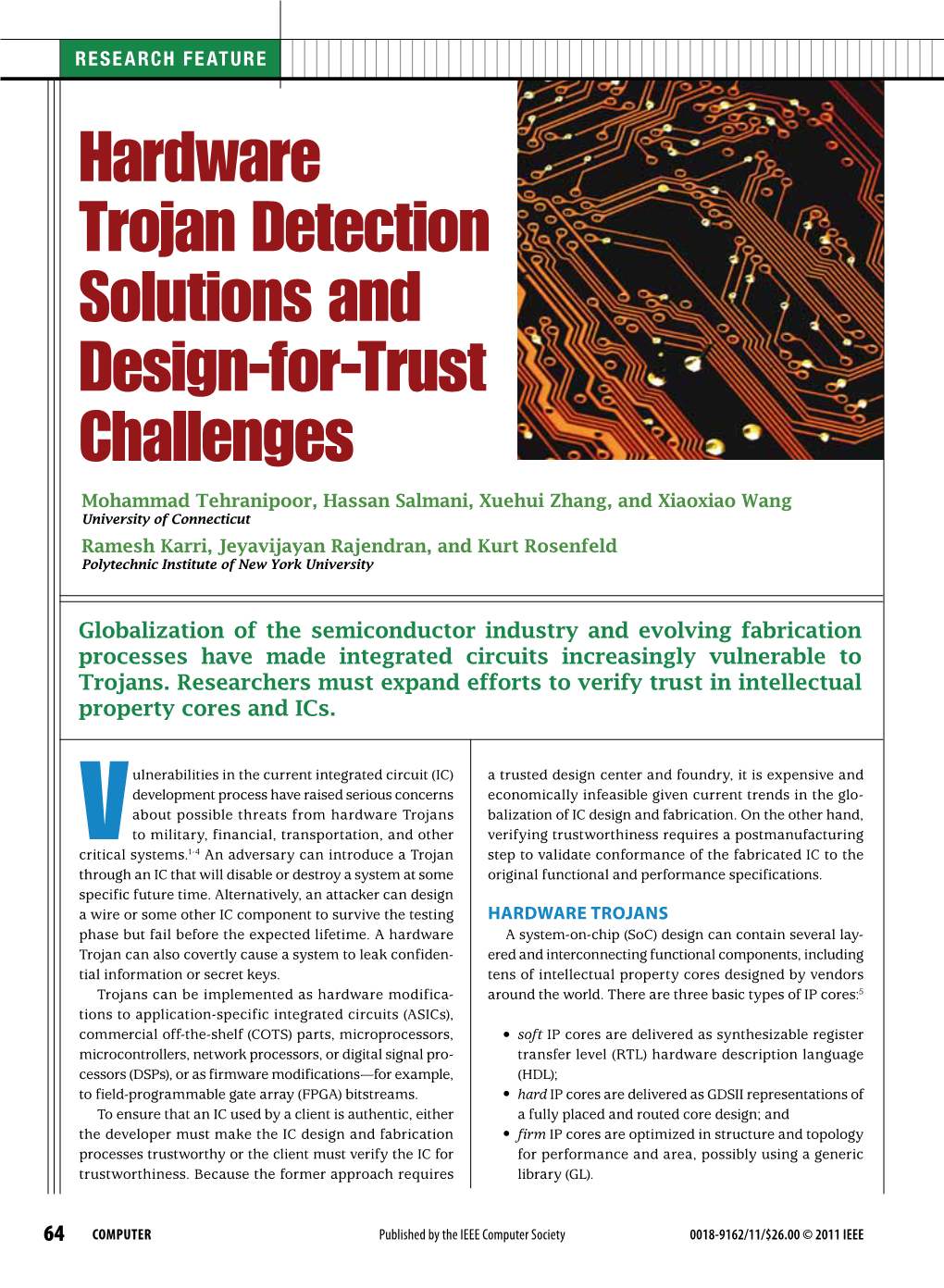 Hardware Trojan Detection Solutions and Design-For-Trust Challenges