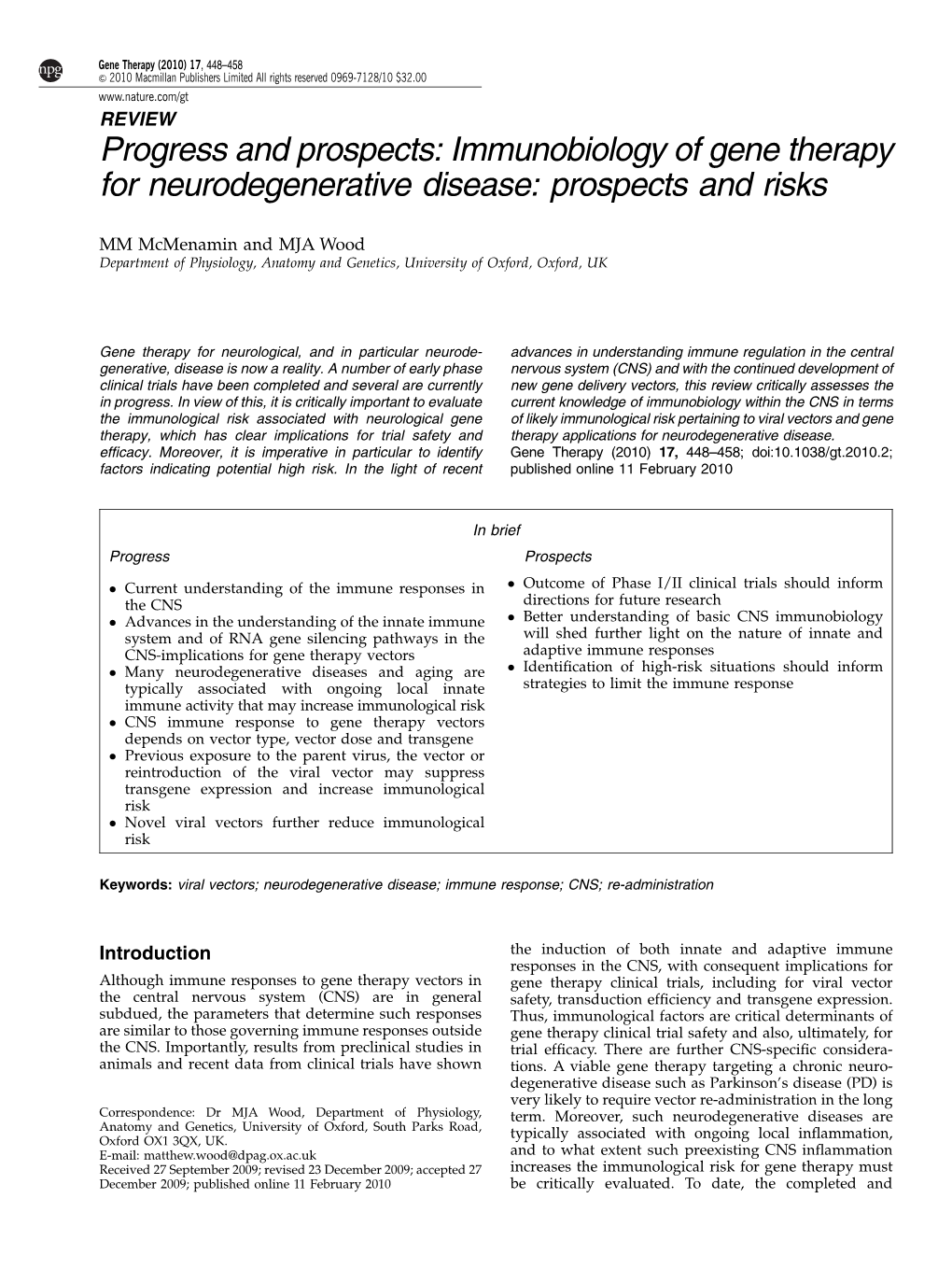 Immunobiology of Gene Therapy for Neurodegenerative Disease: Prospects and Risks