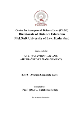 Directorate of Distance Education NALSAR University of Law, Hyderabad