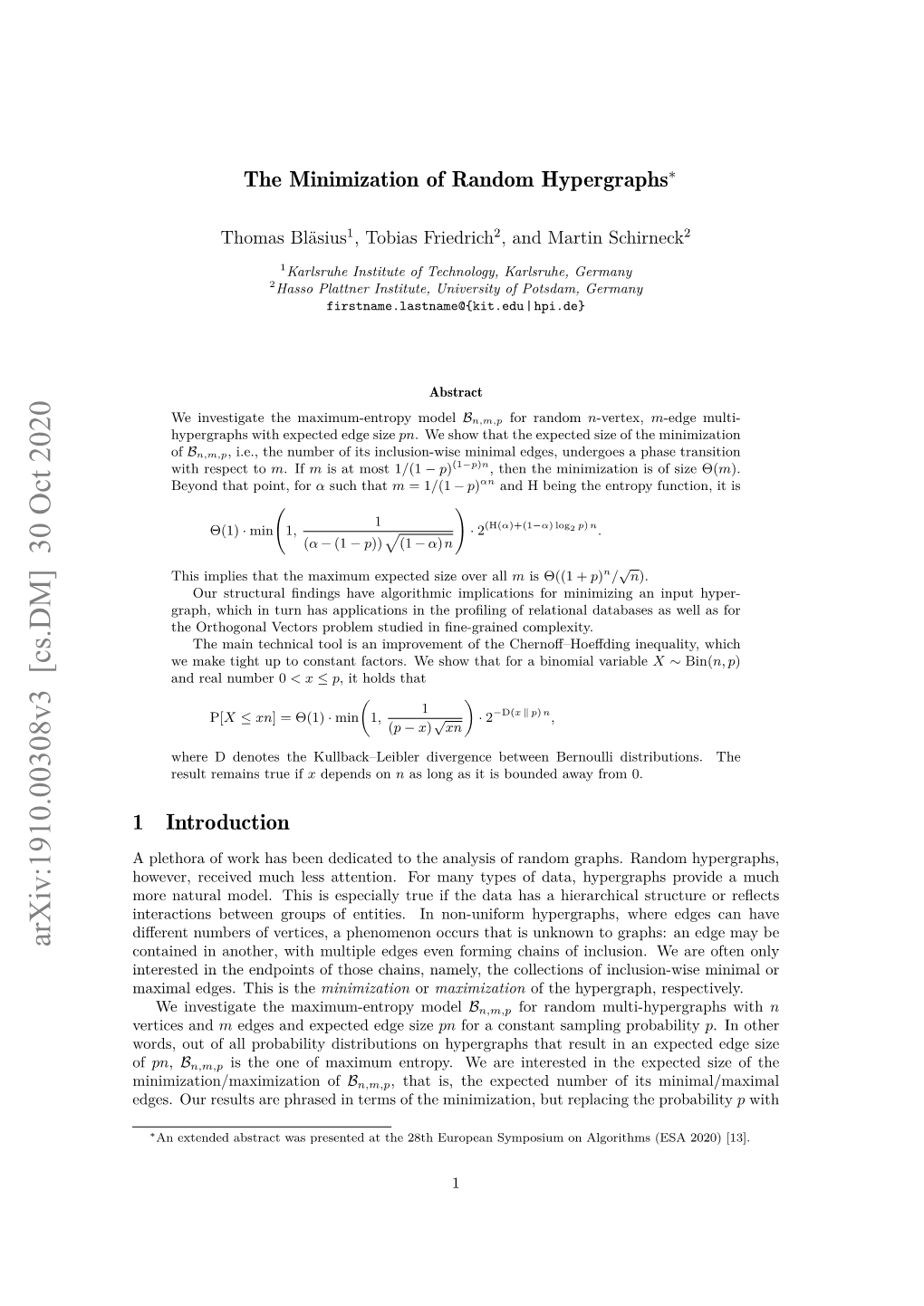 Arxiv:1910.00308V3 [Cs.DM] 30 Oct 2020 Contained in Another, with Multiple Edges Even Forming Chains of Inclusion