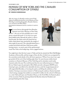 Humans of New York and the Cavalier Consumption of Others by VINSON CUNNINGHAM