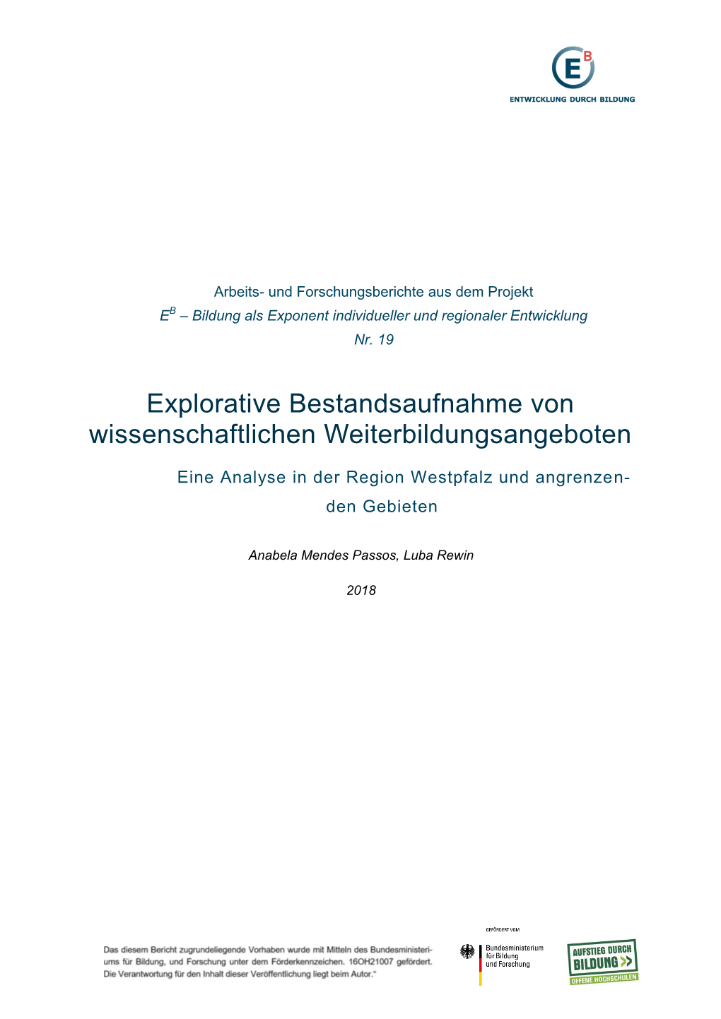 Explorative Bestandsaufnahme Von Wissenschaftlichen Weiterbildungsangeboten