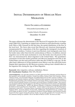 Initial Determinants of Mexican Mass Migration