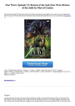 Download Star Wars: Episode VI: Return of the Jedi (Star Wars Return of the Jedi) Ebook Pdf by Marvel Comics In