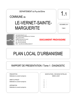 Le-Vernet-Sainte- Marguerite Plan Local D'urbanisme