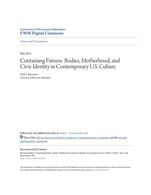 Containing Fatness: Bodies, Motherhood, and Civic Identity in Contemporary U.S