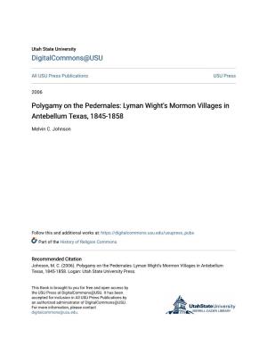 Polygamy on the Pedernales: Lyman Wight's Mormon Villages in Antebellum Texas, 1845-1858
