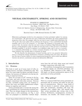 Tutorials and Reviews NEURAL EXCITABILITY, SPIKING AND