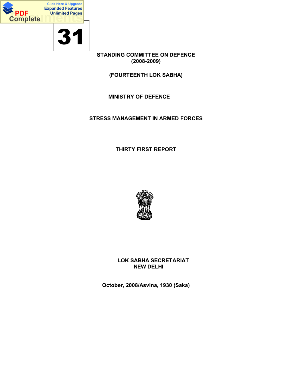 Documents 31 STANDING COMMITTEE on DEFENCE (2008-2009)