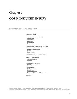 Military Dermatology, Chapter 2, Cold-Induced Injury