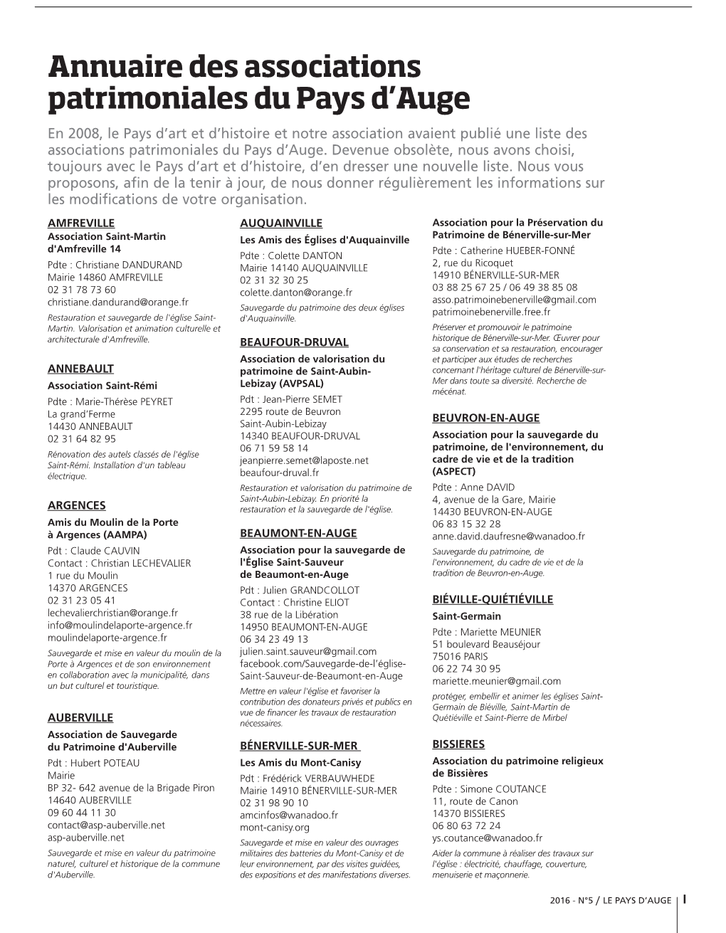 Annuaire Des Associations Patrimoniales Du Pays D'auge