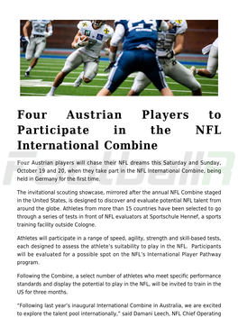 Four Austrian Players to Participate in the NFL International Combine