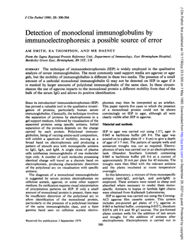 Immunoelectrophoresis: a Possible Source of Error