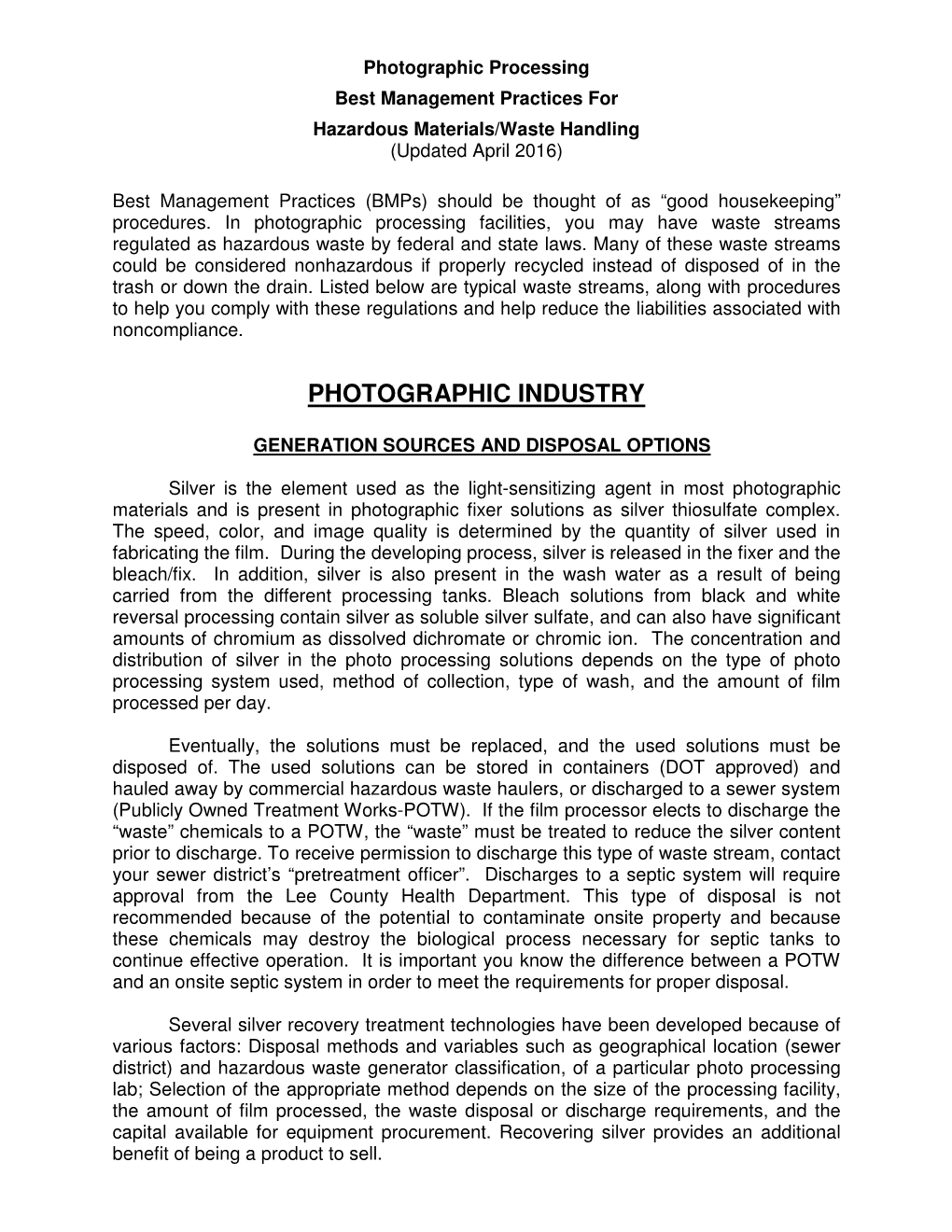 Photographic Industry