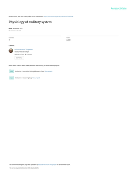 Physiology of Auditory System