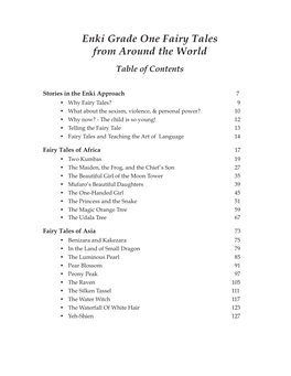 Enki Grade One Fairy Tales from Around the World Table of Contents