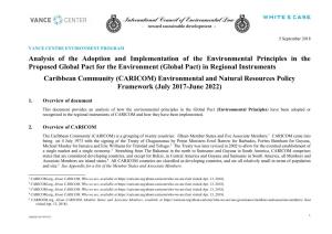 CARICOM) Environmental and Natural Resources Policy Framework (July 2017-June 2022)