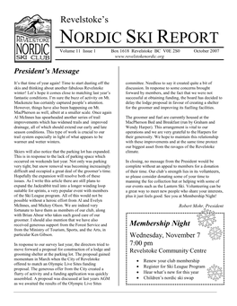 October 2007 Nordic Ski Report